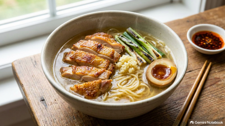 焼鳥屋直伝！鶏もも肉とネギの旨味が溢れる「至高のまかない鶏塩ラーメン」